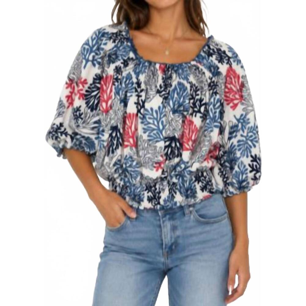 NEW SOLE leah off shoulder blouse in coral/white